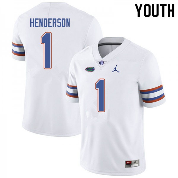 Jordan Brand Youth #1 CJ Henderson Florida Gators College Football Jerseys White